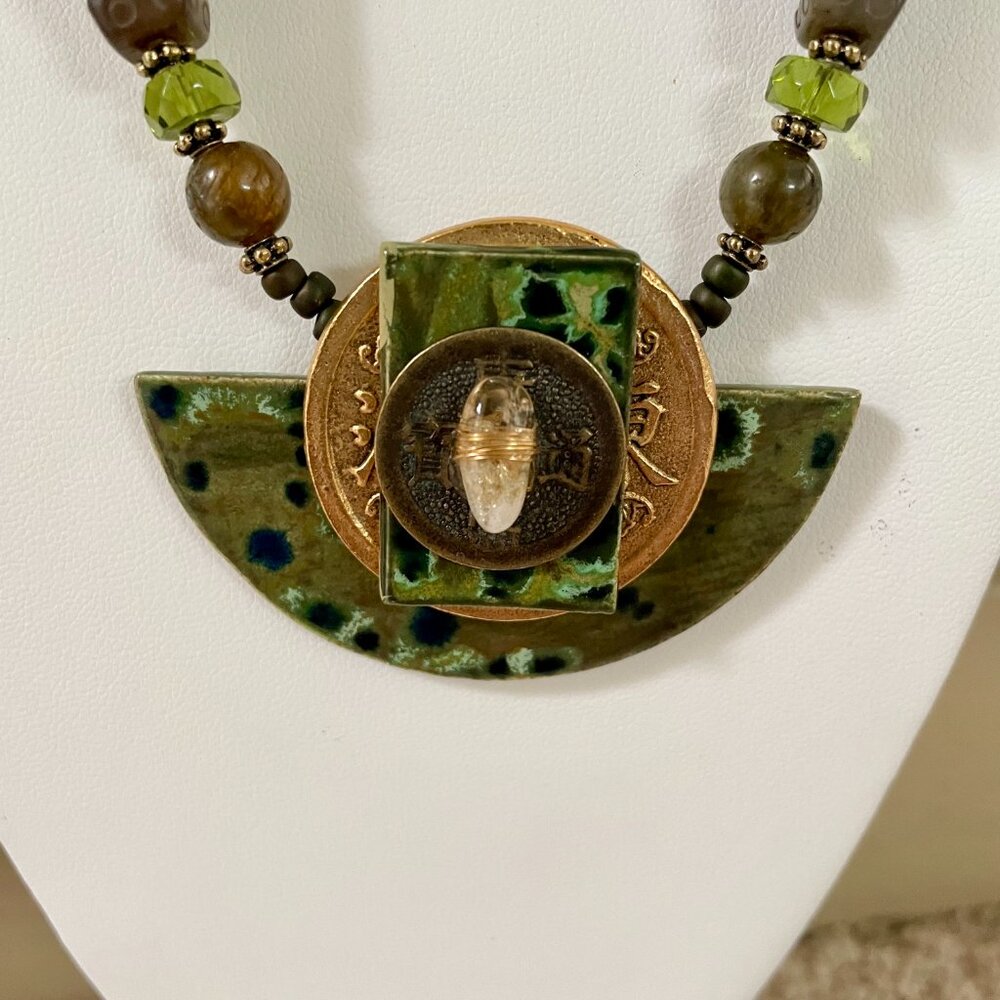 Wearable Art! Handmade Original Carol Kent Necklace and Earrings Set - Picture 3 of 15